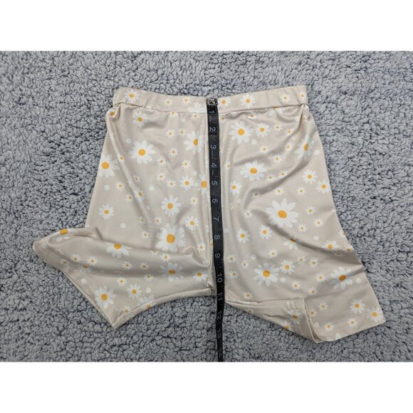 Princess Polly Shorts Size 2 Biker Pull On Stretch Floral Daisy Boho Cream - Picture 8 of 11